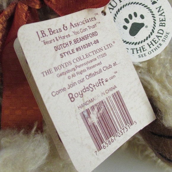 Retired Boyds Bears "Dutch P. Beansford" - Picture 8 of 10